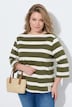 Sweatshirt, Ringel, U-Boot-Ausschnitt, 3/4-Arm