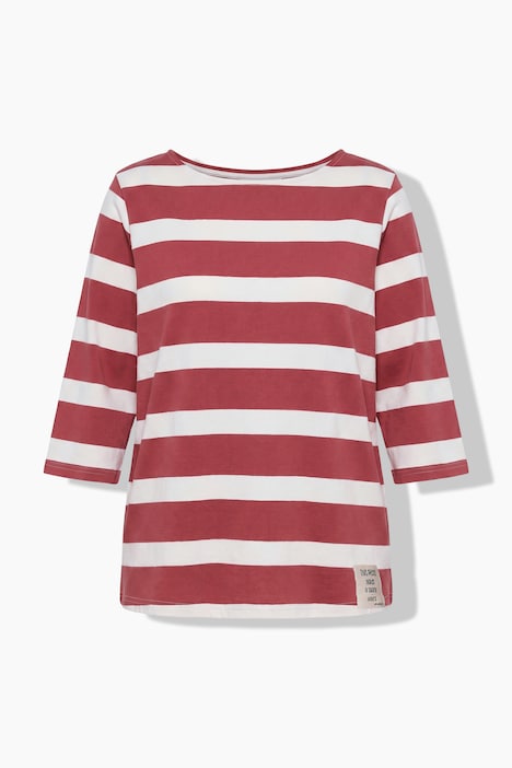 Sweat-shirt à rayures, encolure bateau et manches 3/4
