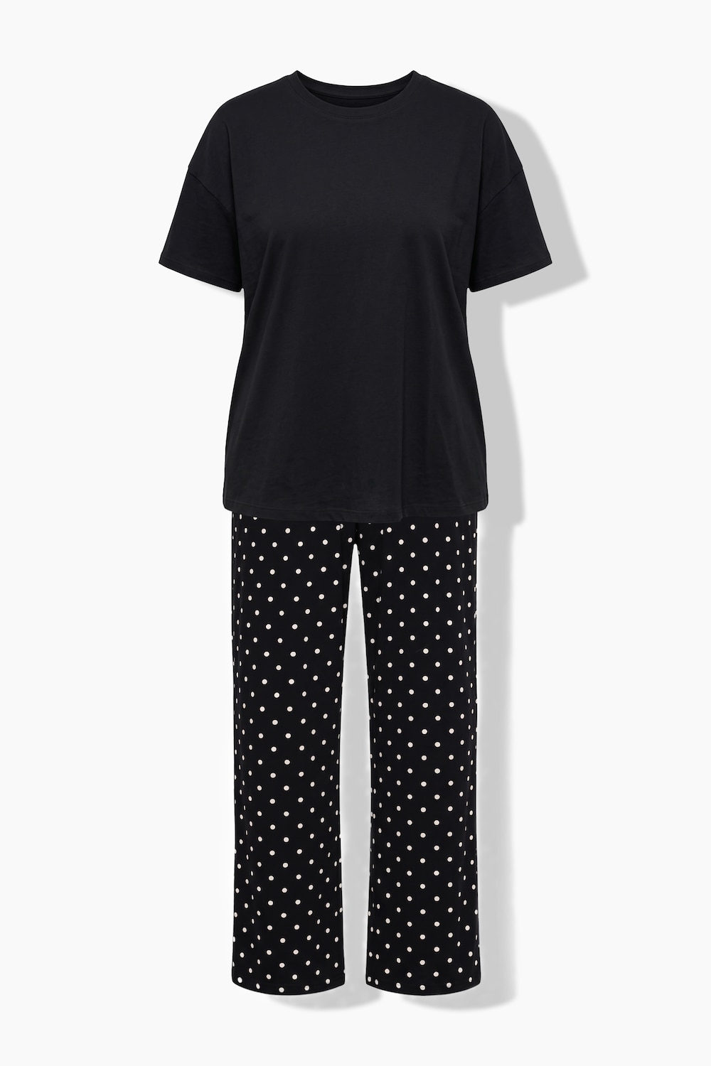 Schlafanzug, Zweiteiler, uni Shirt, Hose mit Dots