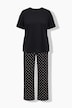 Schlafanzug, Zweiteiler, uni Shirt, Hose mit Dots