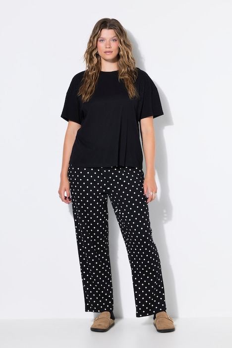 Schlafanzug, Zweiteiler, uni Shirt, Hose mit Dots