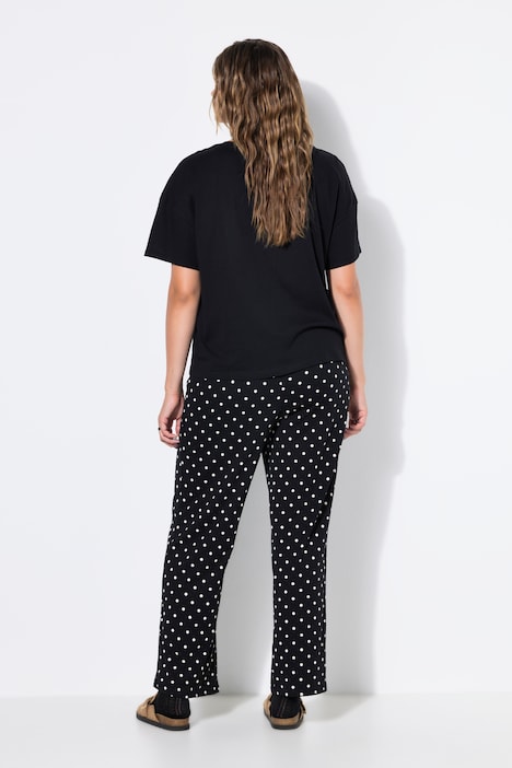 Schlafanzug, Zweiteiler, uni Shirt, Hose mit Dots