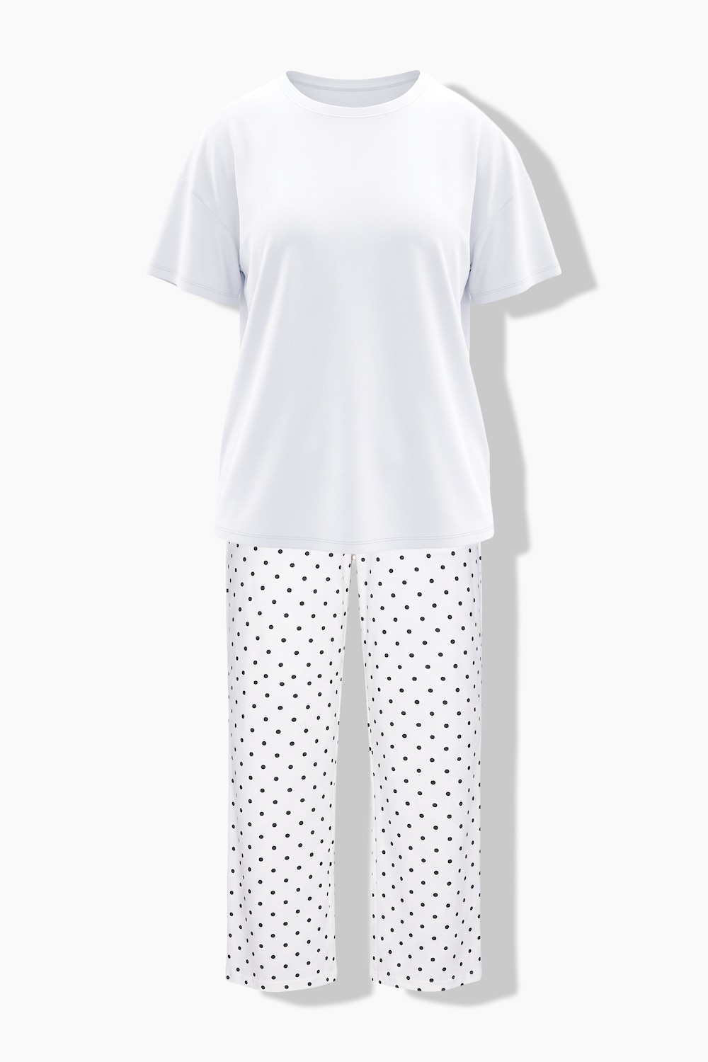 Schlafanzug, Zweiteiler, uni Shirt, Hose mit Dots