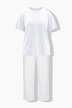 Schlafanzug, Zweiteiler, uni Shirt, Hose mit Dots