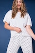 Schlafanzug, Zweiteiler, uni Shirt, Hose mit Dots