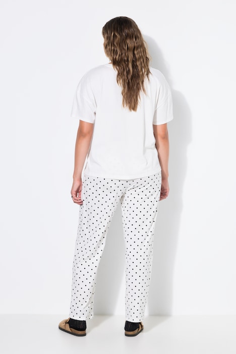 Schlafanzug, Zweiteiler, uni Shirt, Hose mit Dots