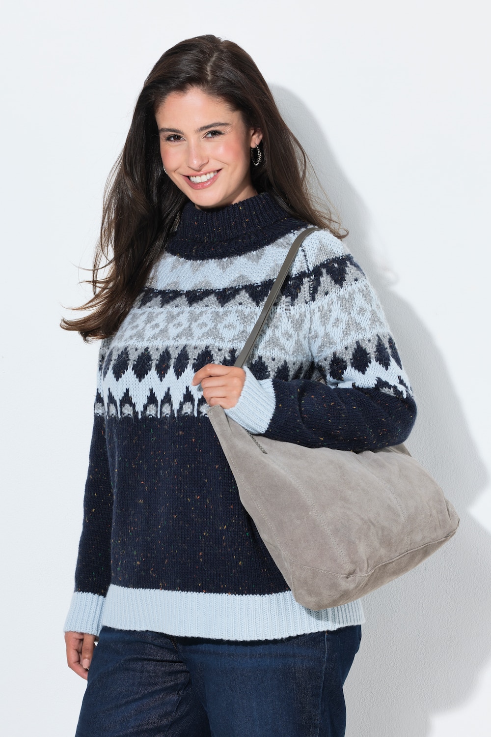 Genser, nordisk mønster, turtleneck, lange ermer