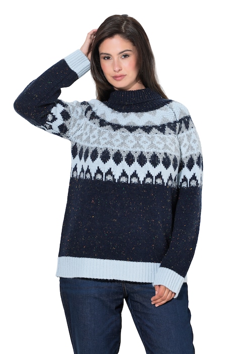 Pullover, Norwegermuster, Rollkragen, Langarm