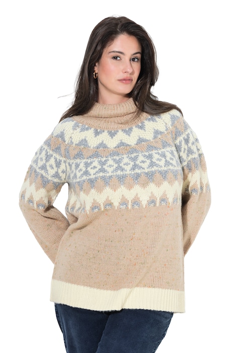 Pullover, Norwegermuster, Rollkragen, Langarm
