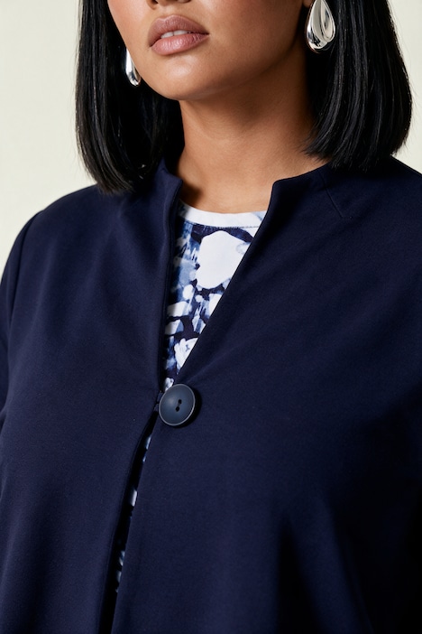 Punto-Sweatjacke, weite A-Linie, Stehkragen, 3/4-Arm