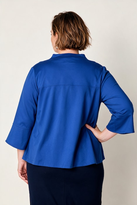 Punto-Sweatjacke, weite A-Linie, Stehkragen, 3/4-Arm