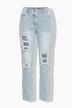 Jeans Sammy, weites Bein, Ziersteine, Destroy-Effekt