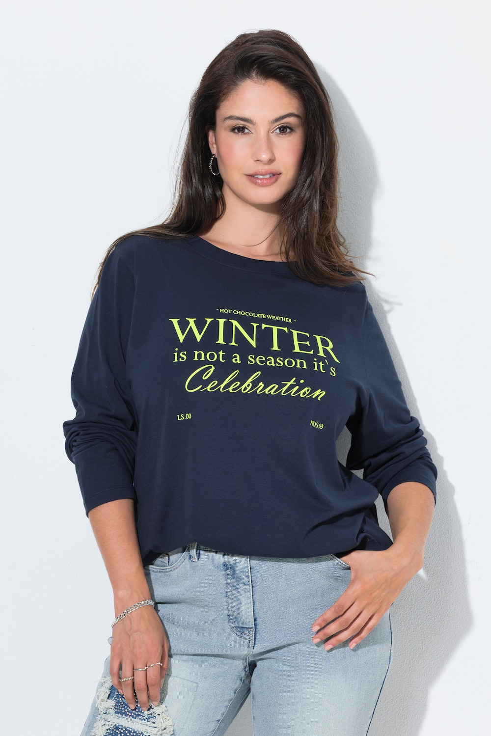 Shirt, Schriftmotiv, Classic, Rundhals, Langarm