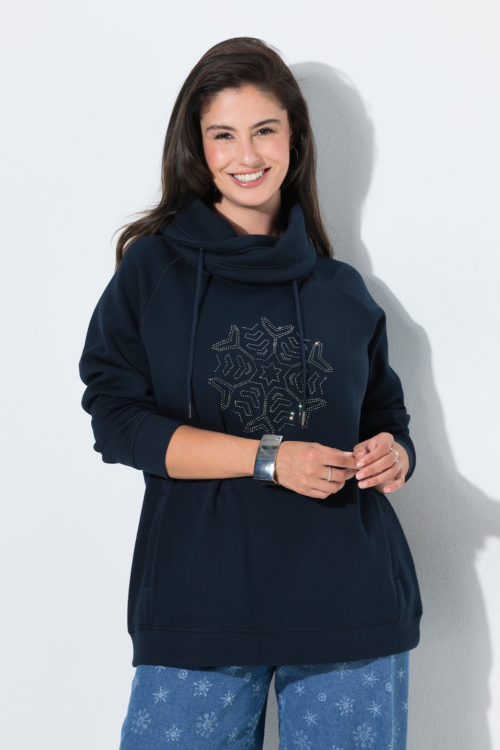 Sweatshirt, Schneeflocke, Stehkragen, Langarm