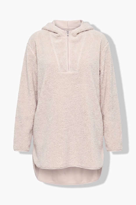 Teddy-Longsweatshirt, Kapuze, Reißverschluss, Langarm