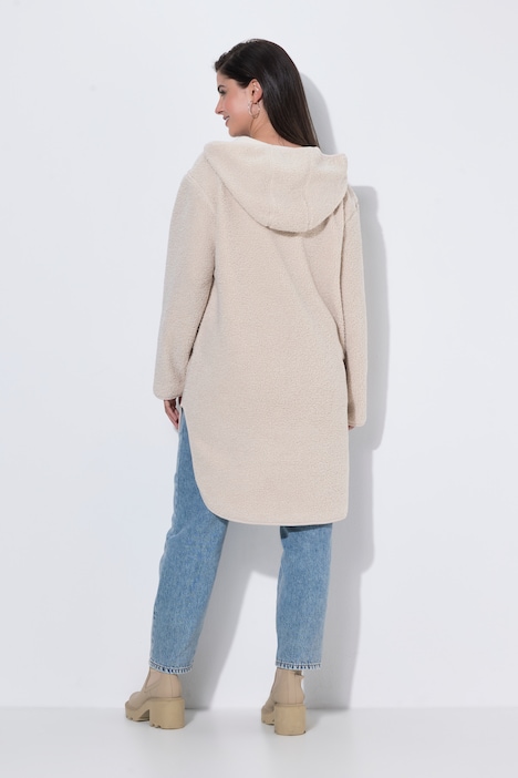 Teddy-Longsweatshirt, Kapuze, Reißverschluss, Langarm