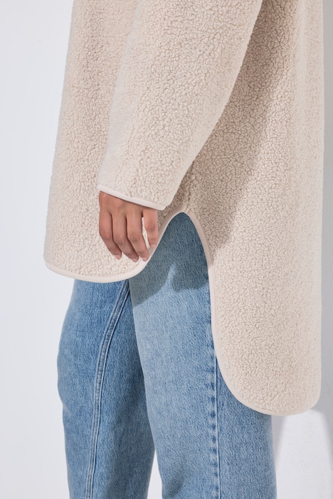 Teddy-Longsweatshirt, Kapuze, Reißverschluss, Langarm