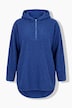 Sweat-shirt long en polaire bouclée, capuche, fermeture à glissière et manches longues