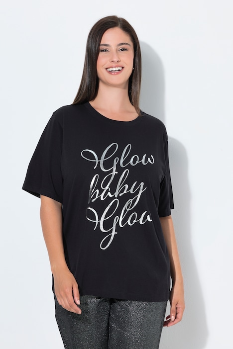 T-Shirt, Glitzerdruck, Rundhals, Halbarm