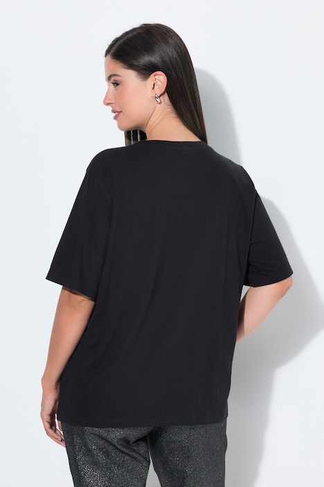T-Shirt, Glitzerdruck, Rundhals, Halbarm