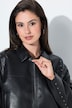 Jacke, Lederoptik, Boxy Fit, Ziernieten, Langarm