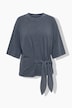 T-Shirt, Ziersteine, Saumband, Rundhals, Halbarm
