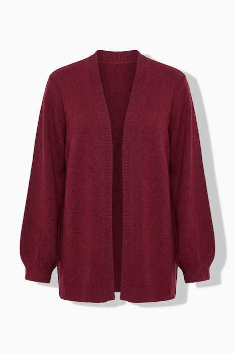 Strickjacke, meliert, Kapuze, Ballon-Langarm