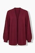 Strickjacke, meliert, Kapuze, Ballon-Langarm
