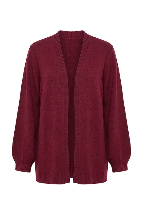 Strickjacke, meliert, Kapuze, Ballon-Langarm