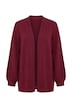 Strickjacke, meliert, Kapuze, Ballon-Langarm
