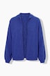 Strickjacke, meliert, Kapuze, Ballon-Langarm