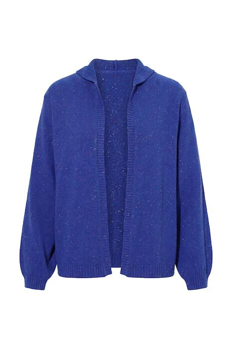 Strickjacke, meliert, Kapuze, Ballon-Langarm