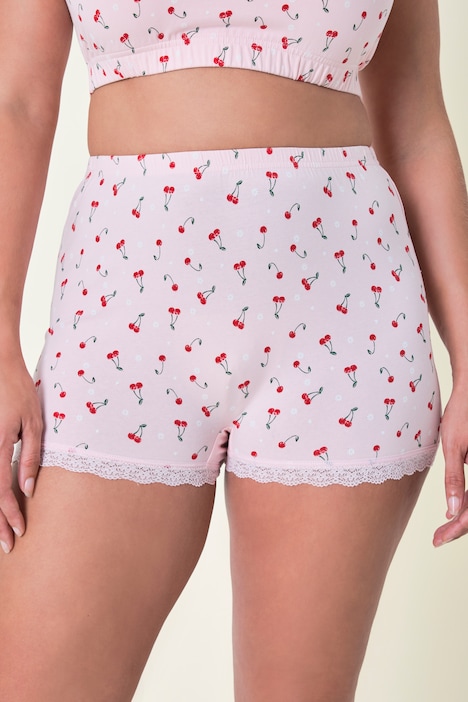Pantys, 3er-Pack, Valentinstag, Kirschen/einfarbig mit Spitzensaum