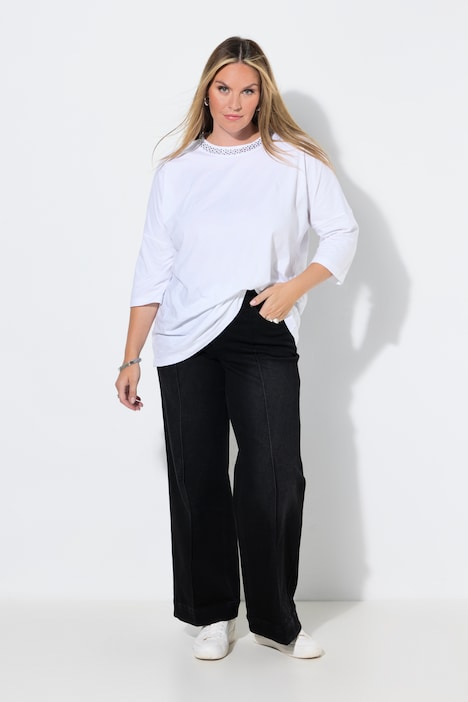 Jeans, weites Bein, Biese, 4-Pocket