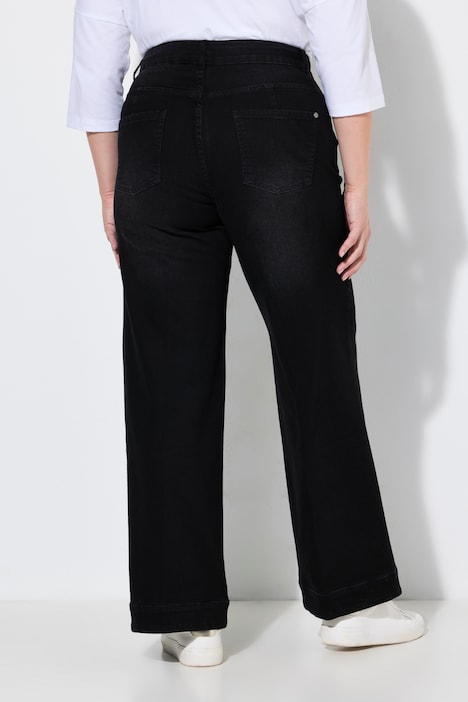 Jeans, weites Bein, Biese, 4-Pocket
