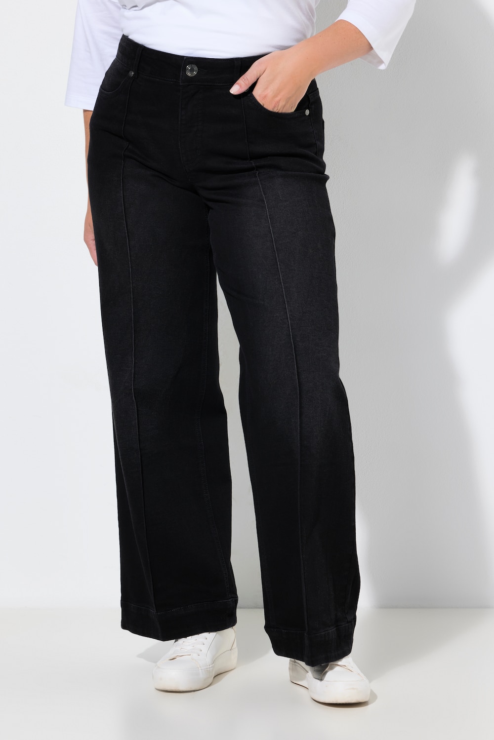 Jeans, weites Bein, Biese, 4-Pocket