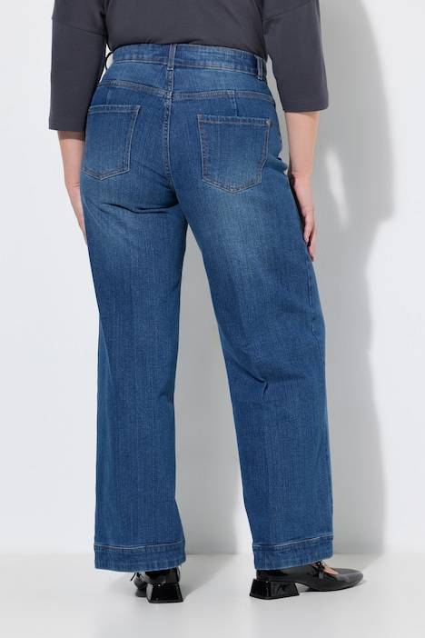 Jeans, weites Bein, Biese, 4-Pocket