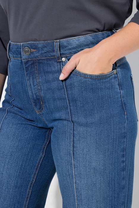 Jeans, weites Bein, Biese, 4-Pocket