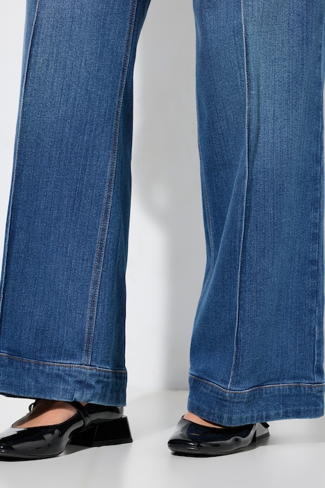 Jeans, weites Bein, Biese, 4-Pocket