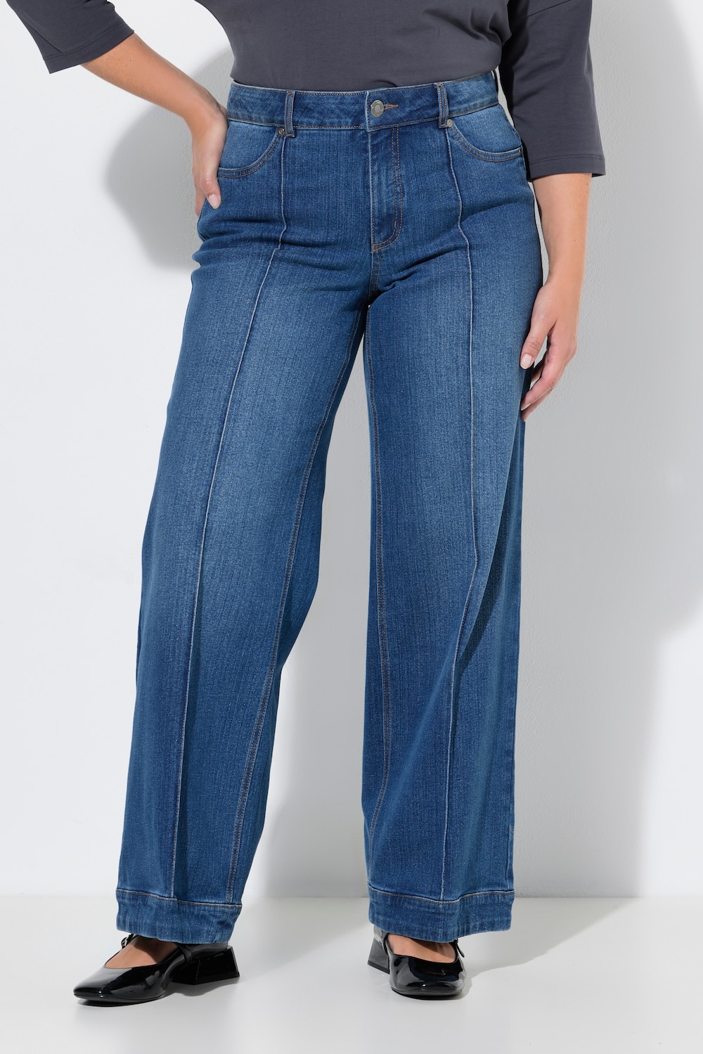 Jeans Nora, weites Bein, Biese, 4-Pocket