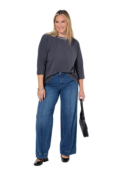 Jeans, weites Bein, Biese, 4-Pocket