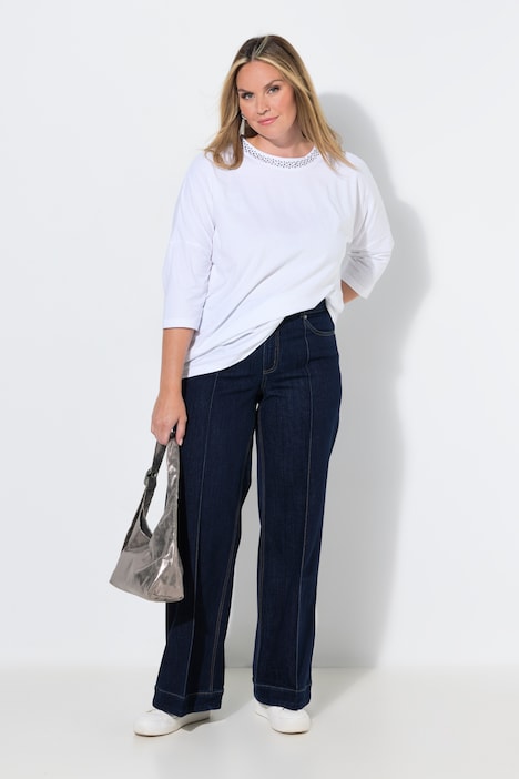 Jeans, weites Bein, Biese, 4-Pocket