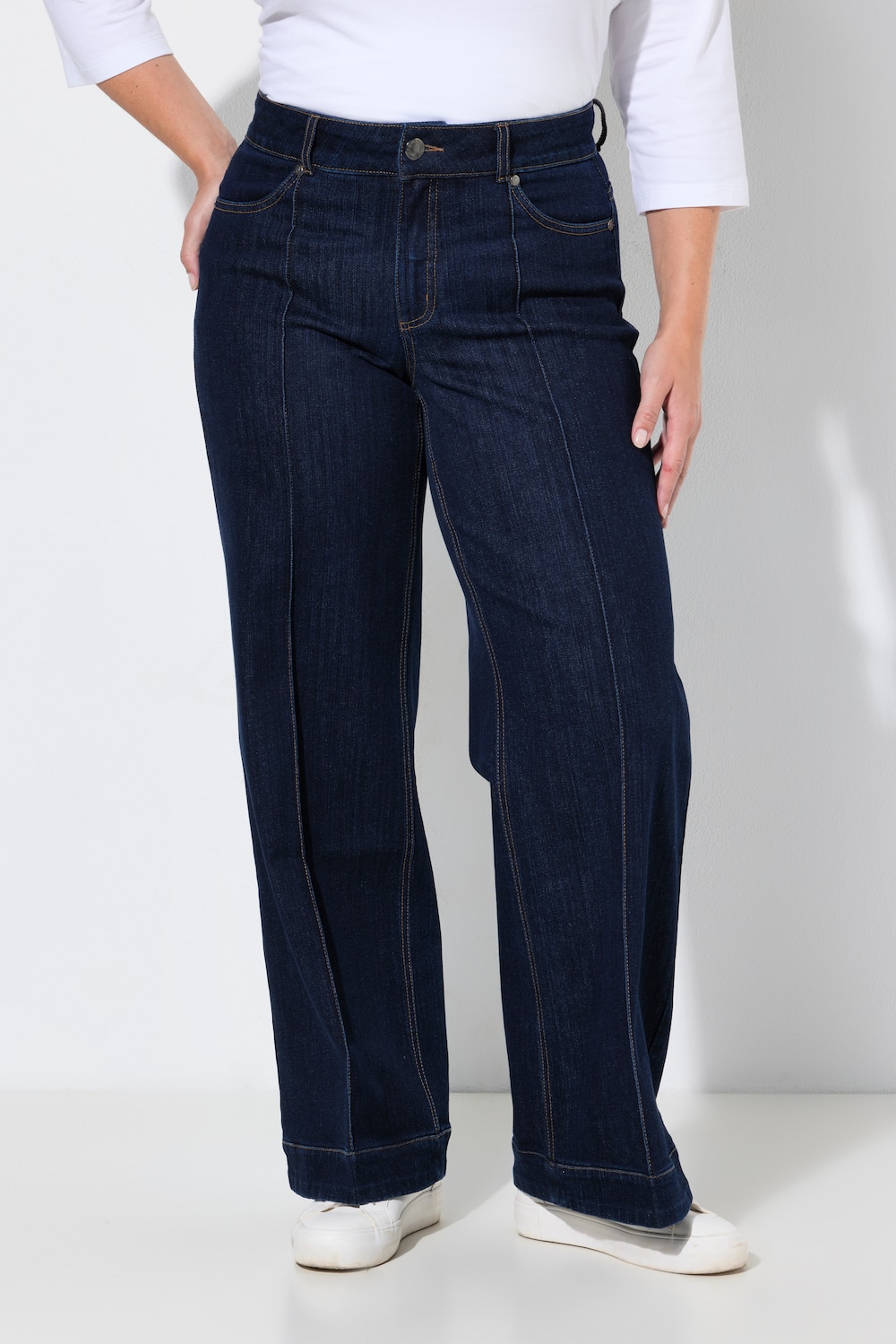 Jeans Nora, weites Bein, Biese, 4-Pocket