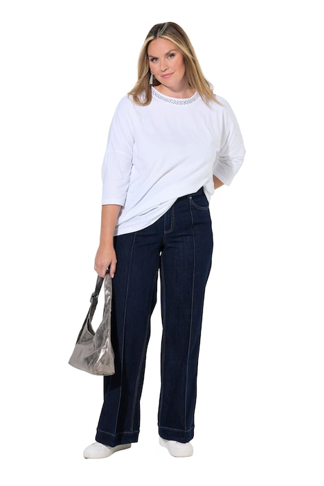 Jeans, weites Bein, Biese, 4-Pocket