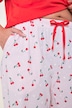 Pyjama, Zweiteiler, uni Shirt, Hose mit Kirsch-Muster