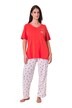 Pyjama, Zweiteiler, uni Shirt, Hose mit Kirsch-Muster