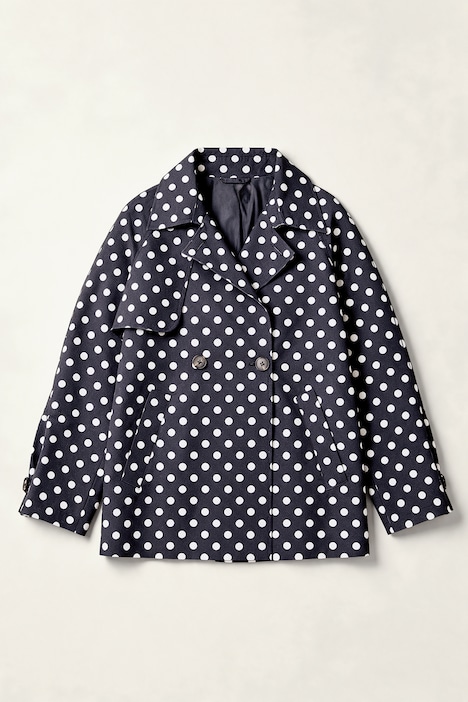 Kurz-Trench, leicht oversized, Polka Dots, Reverskragen