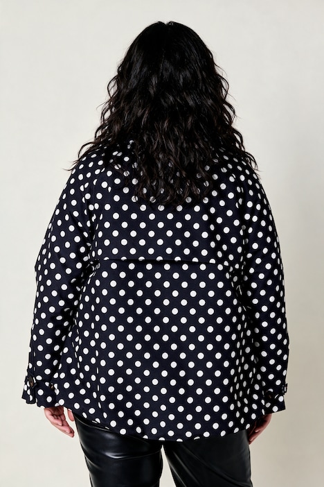 Kurz-Trench, leicht oversized, Polka Dots, Reverskragen