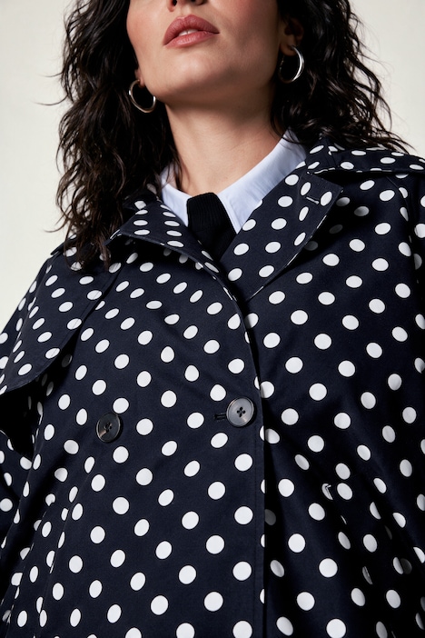 Kurz-Trench, leicht oversized, Polka Dots, Reverskragen