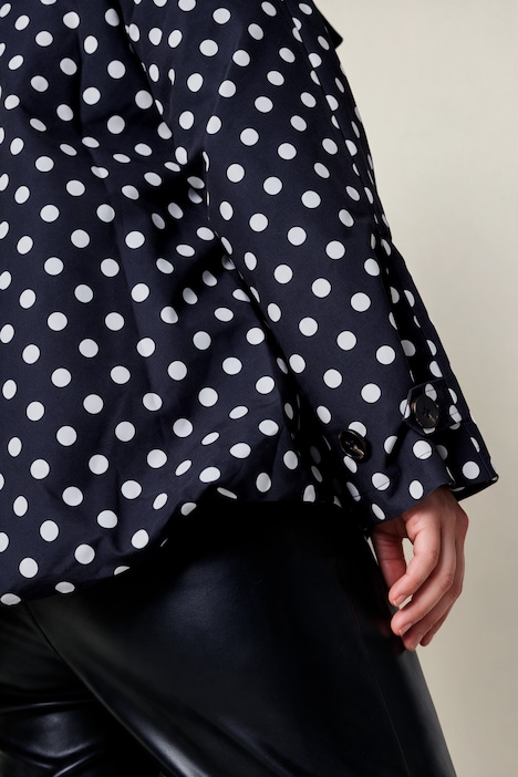 Kurz-Trench, leicht oversized, Polka Dots, Reverskragen